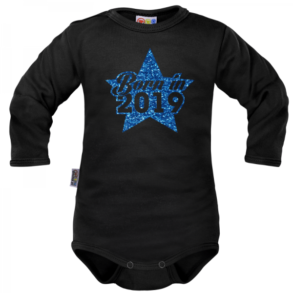 Body dlouhý rukáv Dejna Born in 2019 - černo/modré, vel. 74