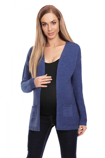 Be MaaMaa Těhotenský svetřík, kardigan s kapsami - jeans, Velikost: XS/S