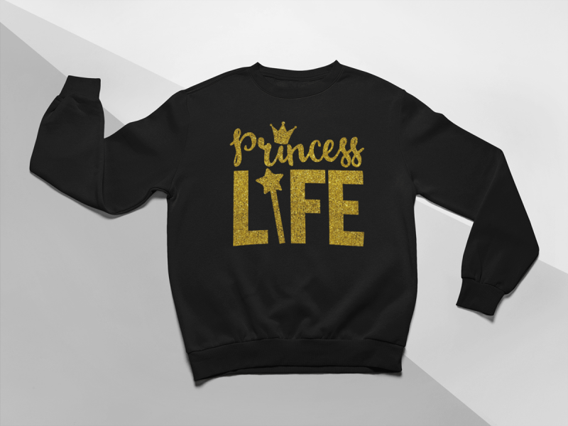 KIDSBEE Moderní dětská dívčí mikina Princess Life -  černá, vel. 110