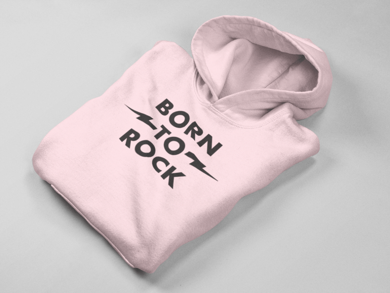 KIDSBEE Krásná dětská dívčí mikina s kapucí Born to Rock - růžová, vel. 134
