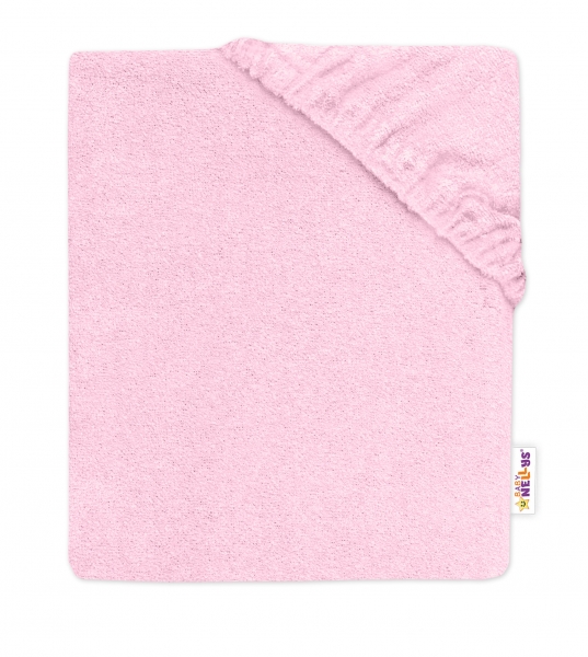 Baby Nellys Dětské froté prostěradlo do postýlky - sv. růžové