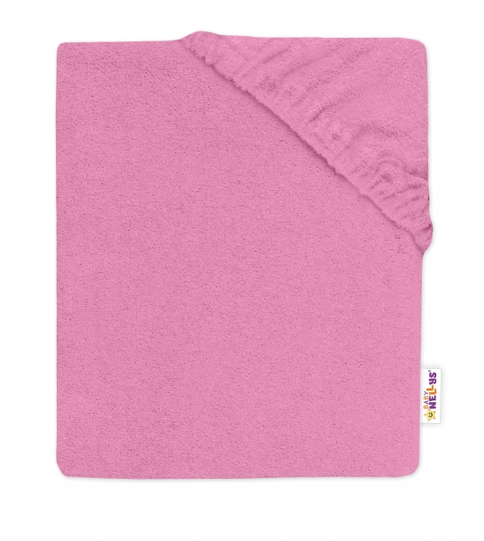 Baby Nellys Dětské froté prostěradlo do postýlky - tm. růžové