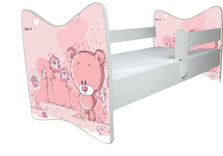 BabyBoo Dětská postýlka LUX Medvídek STYDLÍN růžový 140x70 cm  + ŠUPLÍK