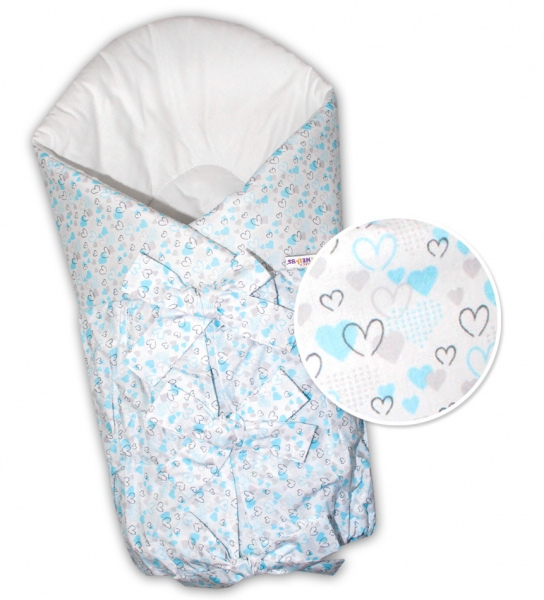 Baby Nellys Klasická retro šněrovací zavinovačka Valentýnka - bílá/sv. modrá