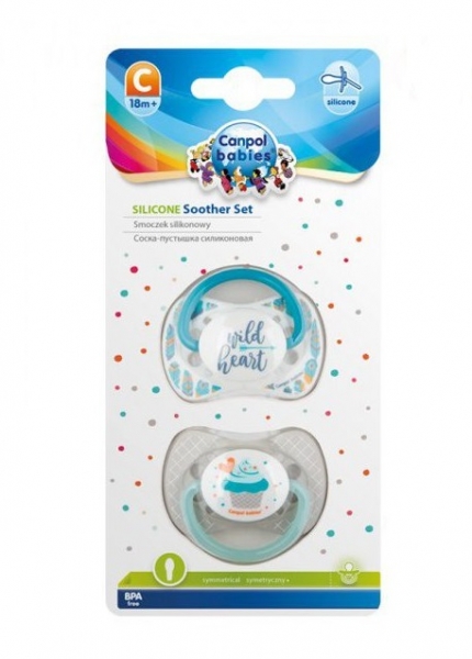 Sada 2 ks symetrických dudlíků, 0 - 6 m, Canpol Babies - Wild heart, Cupcake