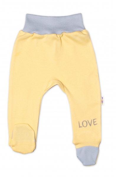 Baby Nellys Kojenecké polodupačky, žluté - Love, vel. 74, Velikost: 74 (6-9m)