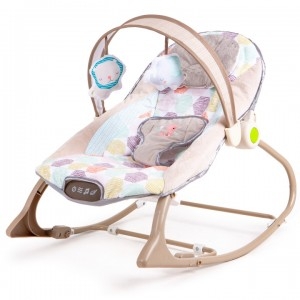 Eco toys Multifunkční lehátko, kolébka s vibrací a hudbou - béžové