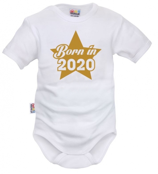 DEJNA Body krátký rukáv Born in 2020 - bílé