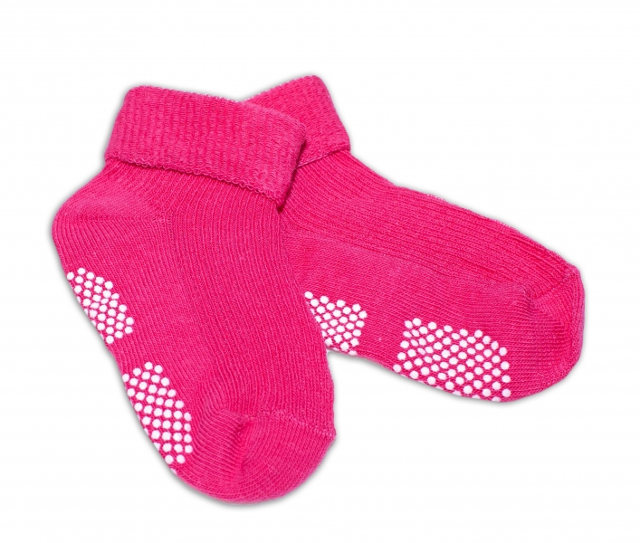 Kojenecké ponožky Risocks protiskluzové - tm. růžové, 12-24 m