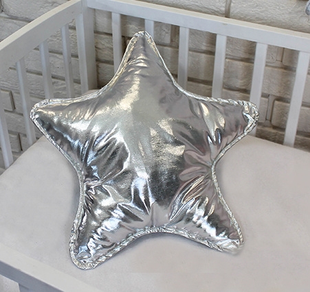 Baby Nellys Dekorační oboustranný polštářek - Hvězdička, 45 cm - stříbrný