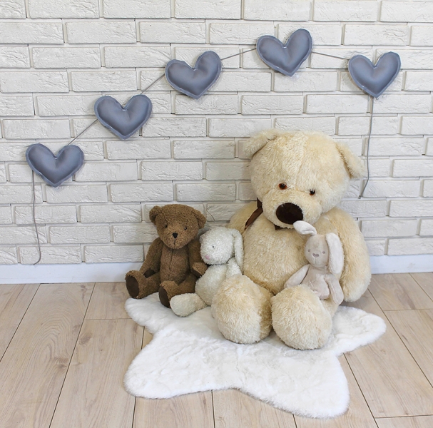 Ozdobná girlanda z eko kůže Baby Nellys Srdíčka - šedé