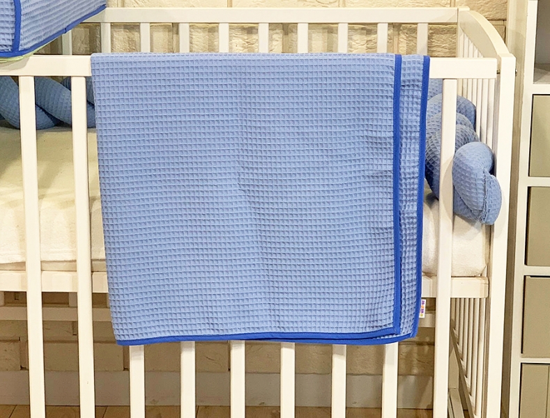BABY NELLYS Dětská, kojenecká deka 90 x 90 cm - vaflová, modrá