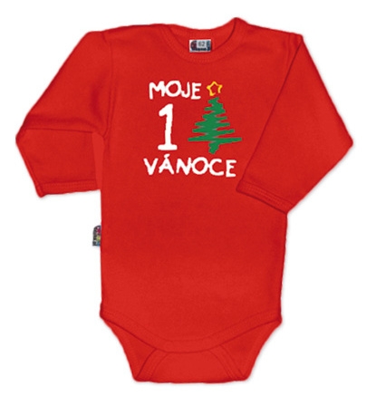 DEJNA 1. Vánoce - Body dlouhý rukáv - červené, vel. 86