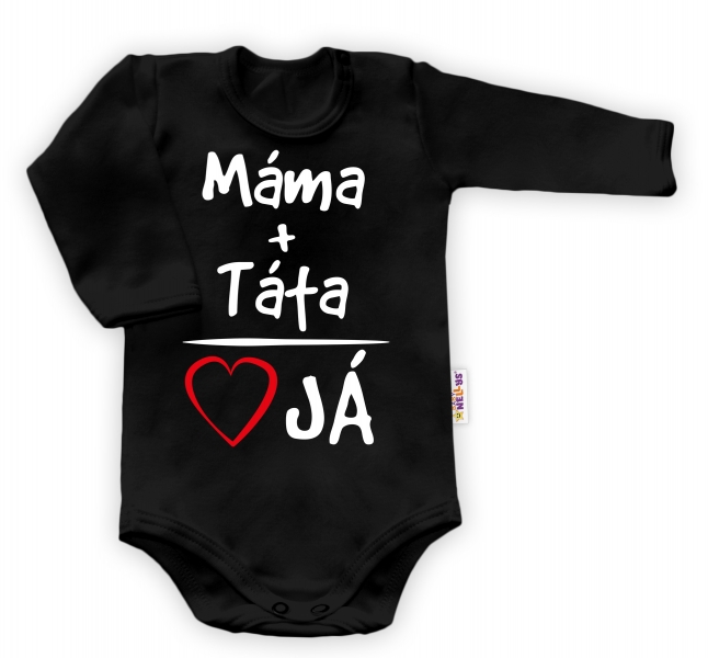 Body dlouhý rukáv Dejna Máma + Táta = JÁ - černé, vel. 68