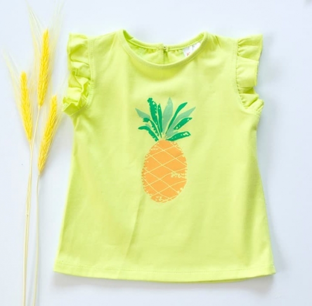 K-Baby Dětské bavlněné triko, krátký rukáv - Ananas - limetka, Velikost: 68 (4-6m)