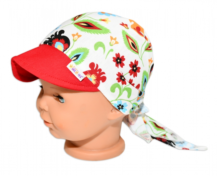 Baby Nellys Šátek na zavazování s kšiltem - Louka, vel. 86
