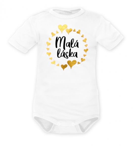 DEJNA Body krátký rukáv Malá láska - bílé/gold