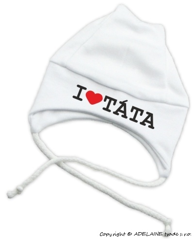 Čepička Kolekce I love Táta na šnurku - bílá,0-3m