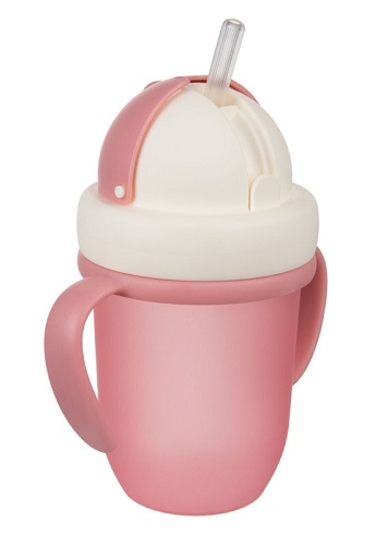 Canpol babies Hrníček se silikonovou slámkou - růžový, 210 ml
