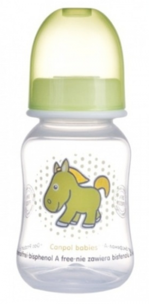 Canpol babies Lahvička s potiskem 125 ml ,Koník - zeleno-žlutá