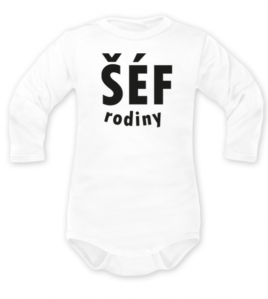 DEJNA Body dlouhý rukáv ŠÉF RODINY - bílé, černá, vel. 86