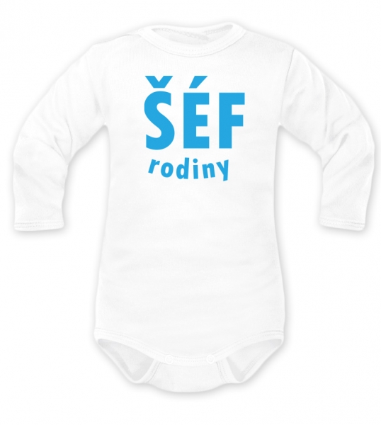 DEJNA Body dlouhý rukáv ŠÉF RODINY - bílé, modrá, vel. 86
