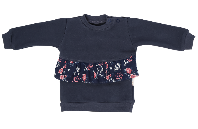 Mamatti Dětská mikina Flowers, s bočním zapínáním - granátová, vel. 80, Velikost: 80 (9-12m)
