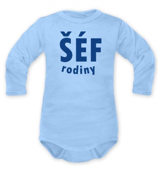 DEJNA Body dlouhý rukáv ŠÉF RODINY - modré, vel. 68