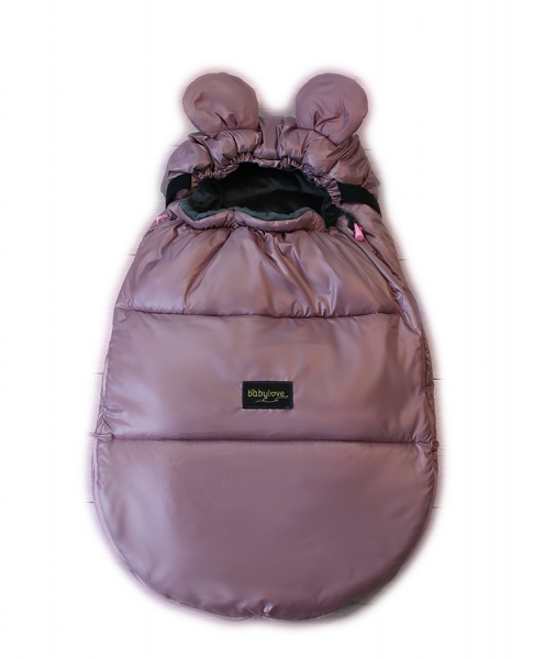 Baby Nellys nepromokavý fusak s oušky MIKI, fleece Velvet 90 x 50 cm - pudrová