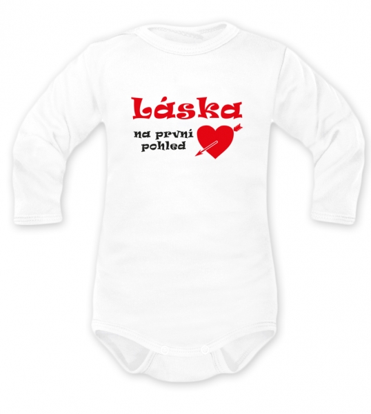 Body dlouhý rukáv Dejna, Láska na první pohled, bílé, červené srdíčko, vel. 86