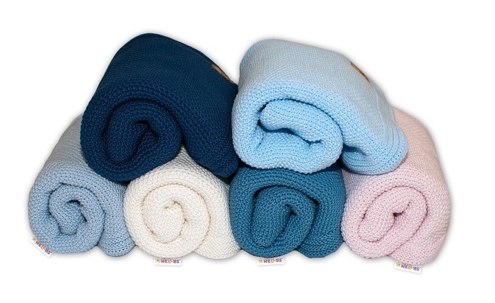 Baby Nellys Luxusní bavlněná deka, dečka BASIC, 80x90cm - modrá