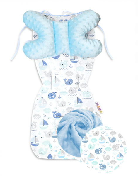 Sada do kočárku Baby Nellys minky, podložka + polštářek - Oceán Baby