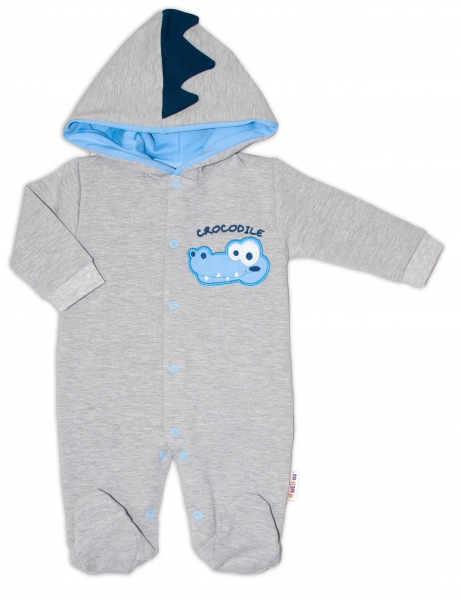 Baby Nellys Teplákový overal Crocodiles - šedá, modrá, vel. 86, Velikost: 86 (12-18m)