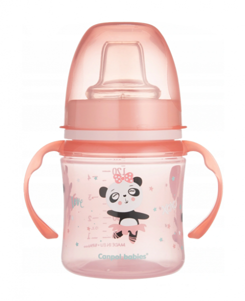 Canpol babies Nevylévací hrníček 120 ml, EasyStart - Panda - růžový
