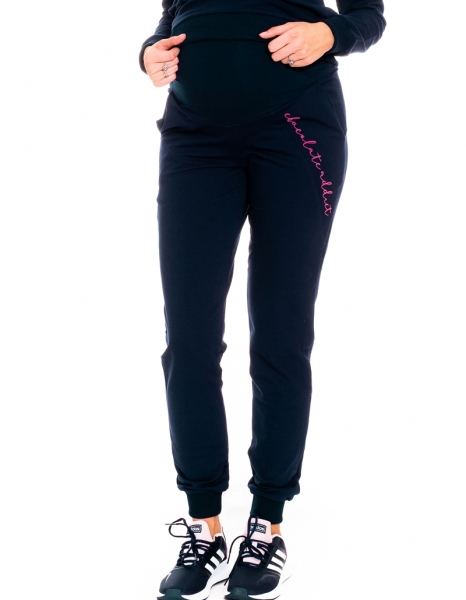Be MaaMaa Těhotenské tepláky Chocolate addict - granátové, vel. XL, Velikost: XL (42)