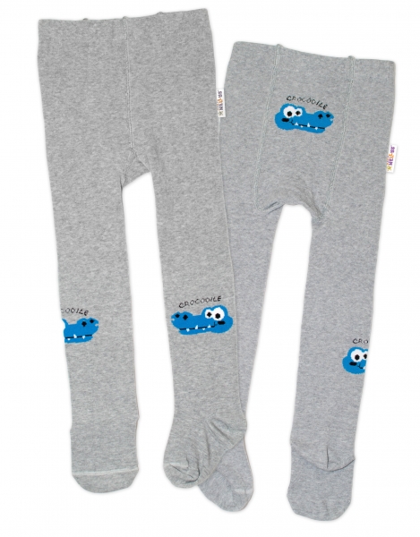 Baby Nellys Dětské punčocháče bavlněné, Crocodiles - šedá, modrá, 1ks, vel. 92/98, Velikost: 92/98