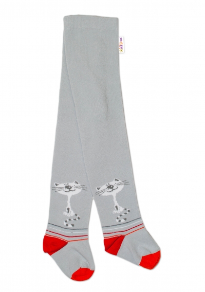 Baby Nellys Dětské punčocháče bavlněné, Kocourek, šedé, 1ks, vel. 92/98, Velikost: 92/98