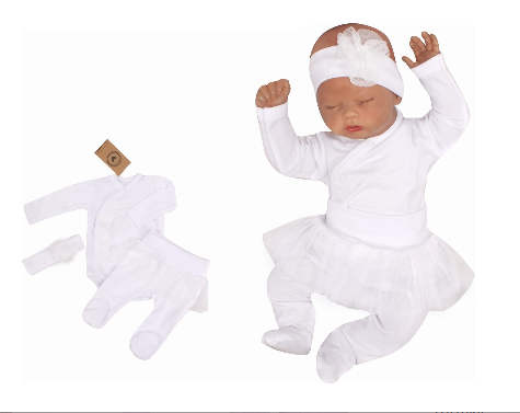 Z&Z 3-dílná soupravička body, polodupačky a čelenka - bílá, vel. 68