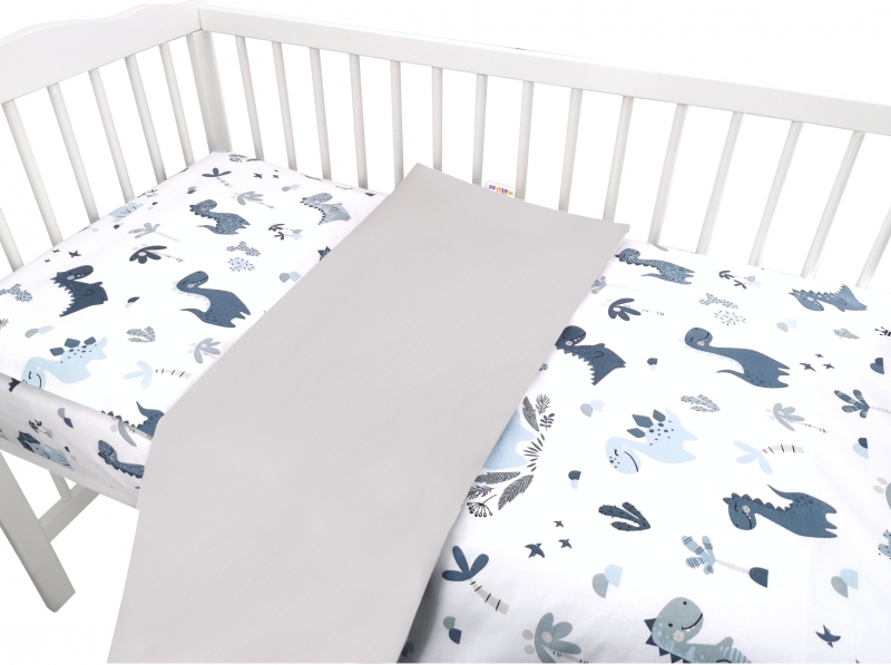 Baby Nellys 2-dílné bavlněné povlečení, Dino - granát, 135 x 100