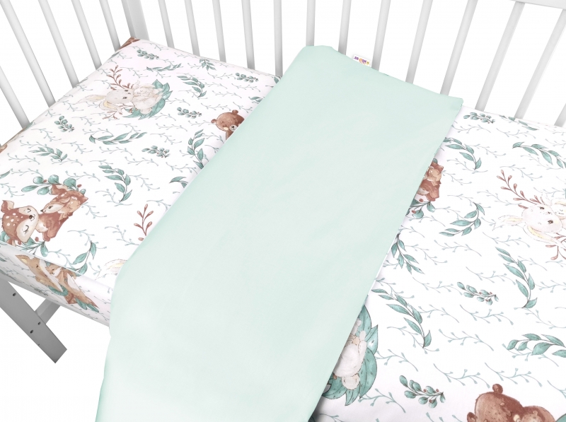 Baby Nellys 2-dílné bavlněné povlečení, LULU NATURAL - mátová