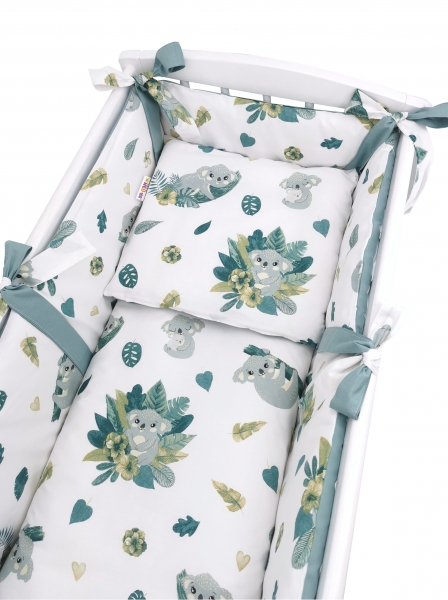 Baby Nellys 6-dílná sada do kolébky Tropical Koala, zelená, bílá