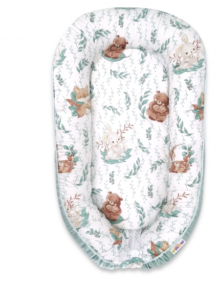 Baby Nellys Maxi oboustran. hnízdečko Velvet pro miminko LULU natural - mátová