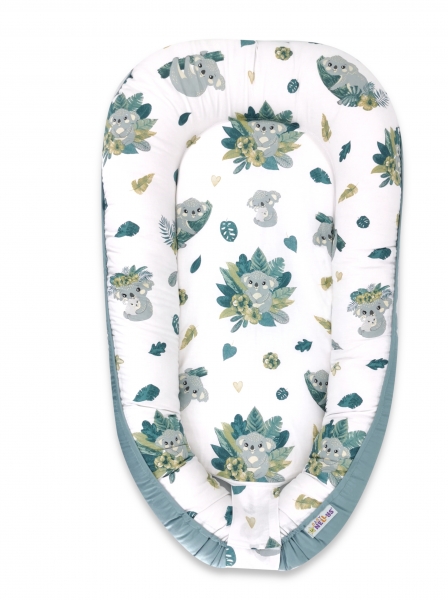 Baby Nellys Maxi oboustranné hnízdečko bavlněné Tropical Koala - zelená, bílá