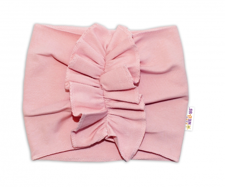 BABY NELLYS Dětská čelenka Turban, pudrově růžová