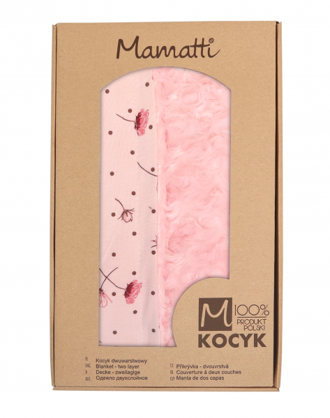 Mamatti Dětská oboustranná bavlněná deka s minky, 80 x 90 cm, Vlčí Mák - růžová