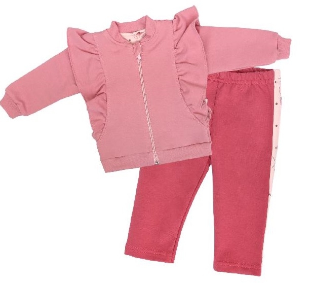 Mamatti Dětská tepláková souprava zapínání na zip Vlčí Mák - růžová, malinová, vel. 98