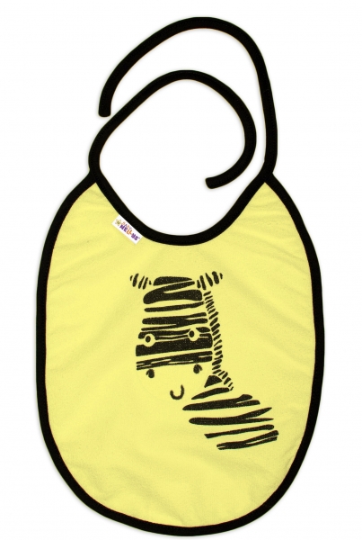 Nepromokavý bryndáček Baby Nellys velký Zebra, 24 x 23 cm - žlutá