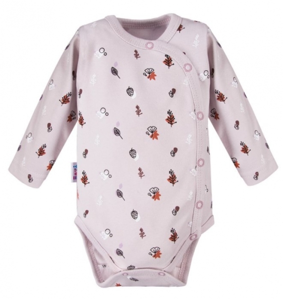 EEVI Kojenecké body dl. rukáv, zapínání bokem Adventure s potiskem, béžové