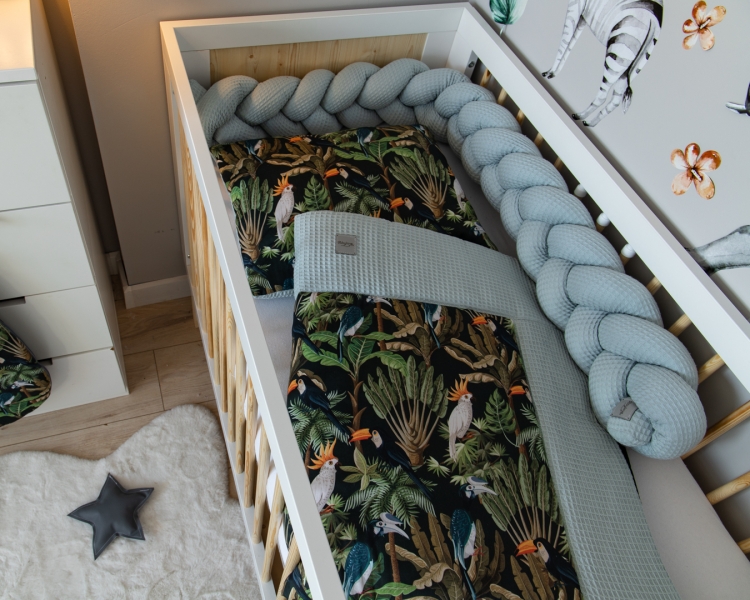 Baby Nellys 2-dílná sada do postýlky Vafel, bavlna LUX, Papoušek