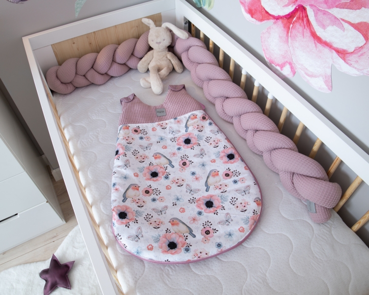Baby Nellys Spací vak Vafel, bavlna LUX, Ptáčci, 6-18m